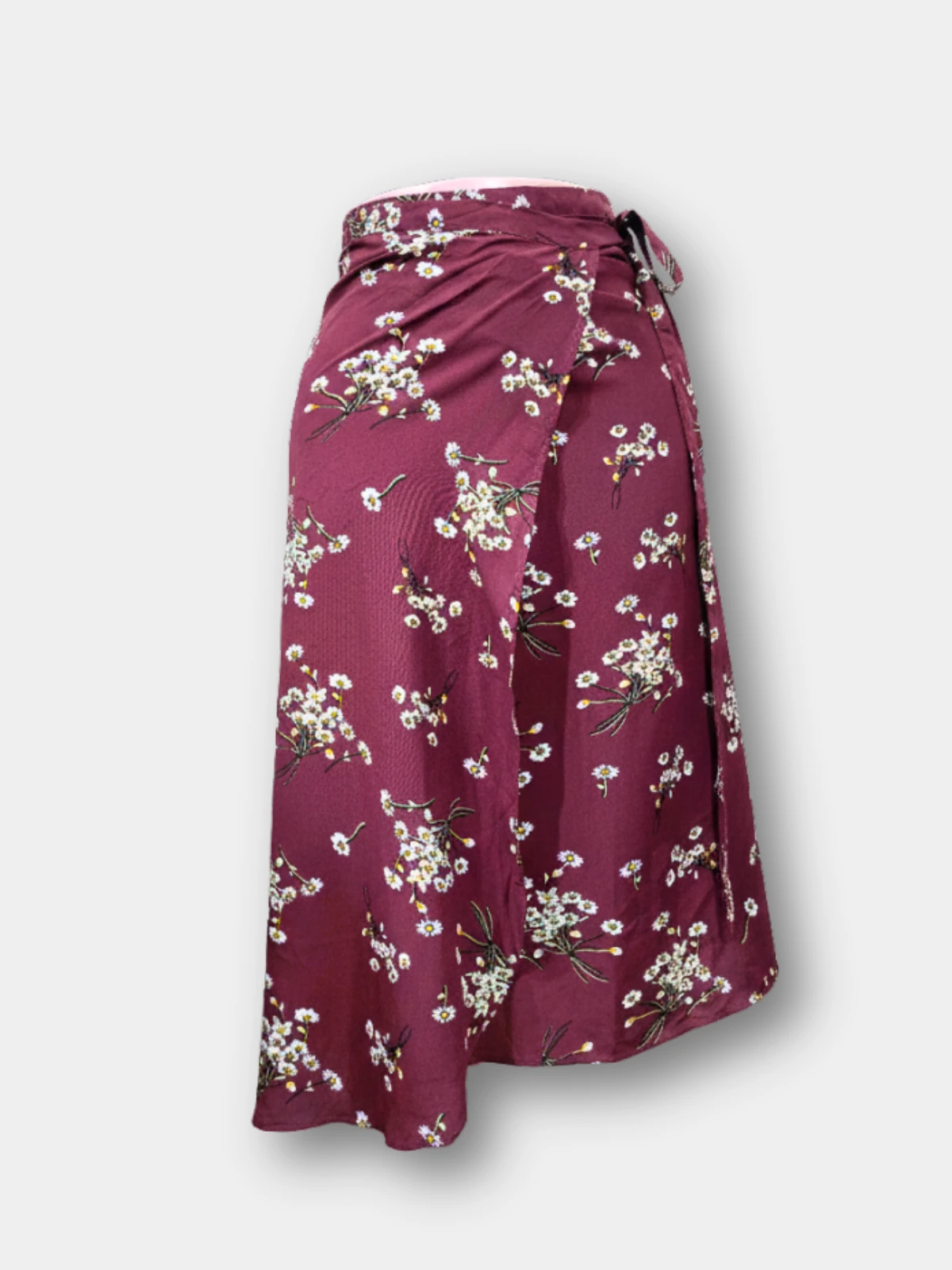 Bordeaux Floral Wrap Skirt - Cotton bottoms available at theGirlyZone Kampala